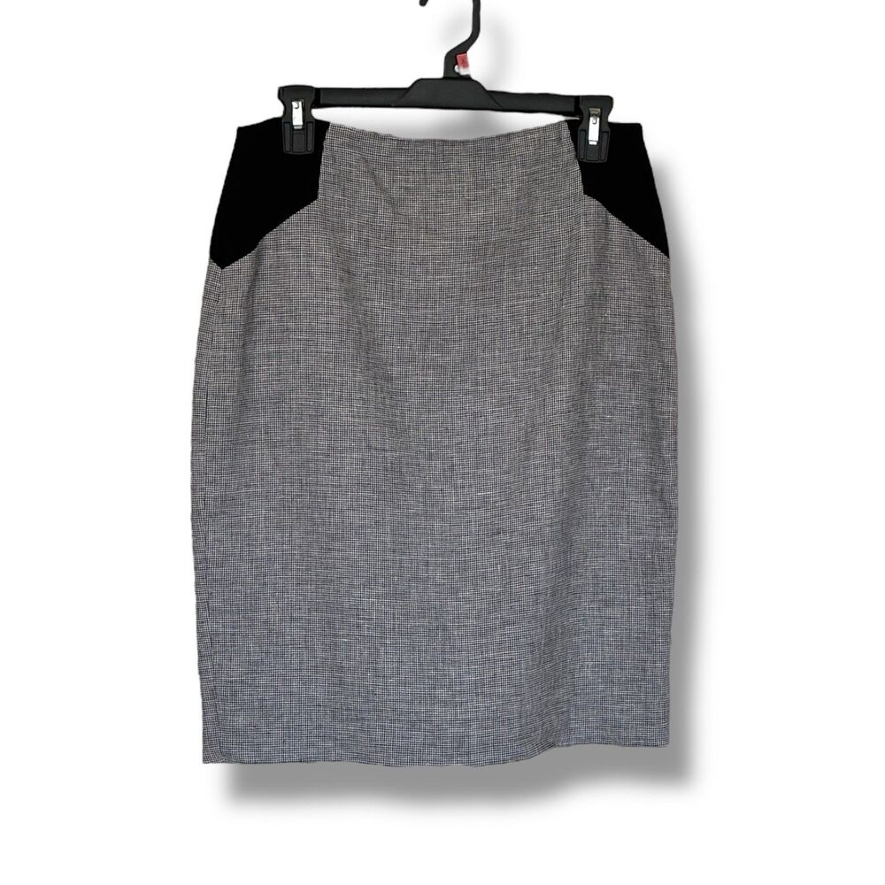 Calvin Klein Linen Blend Pencil Skirt Gray Black Size 2